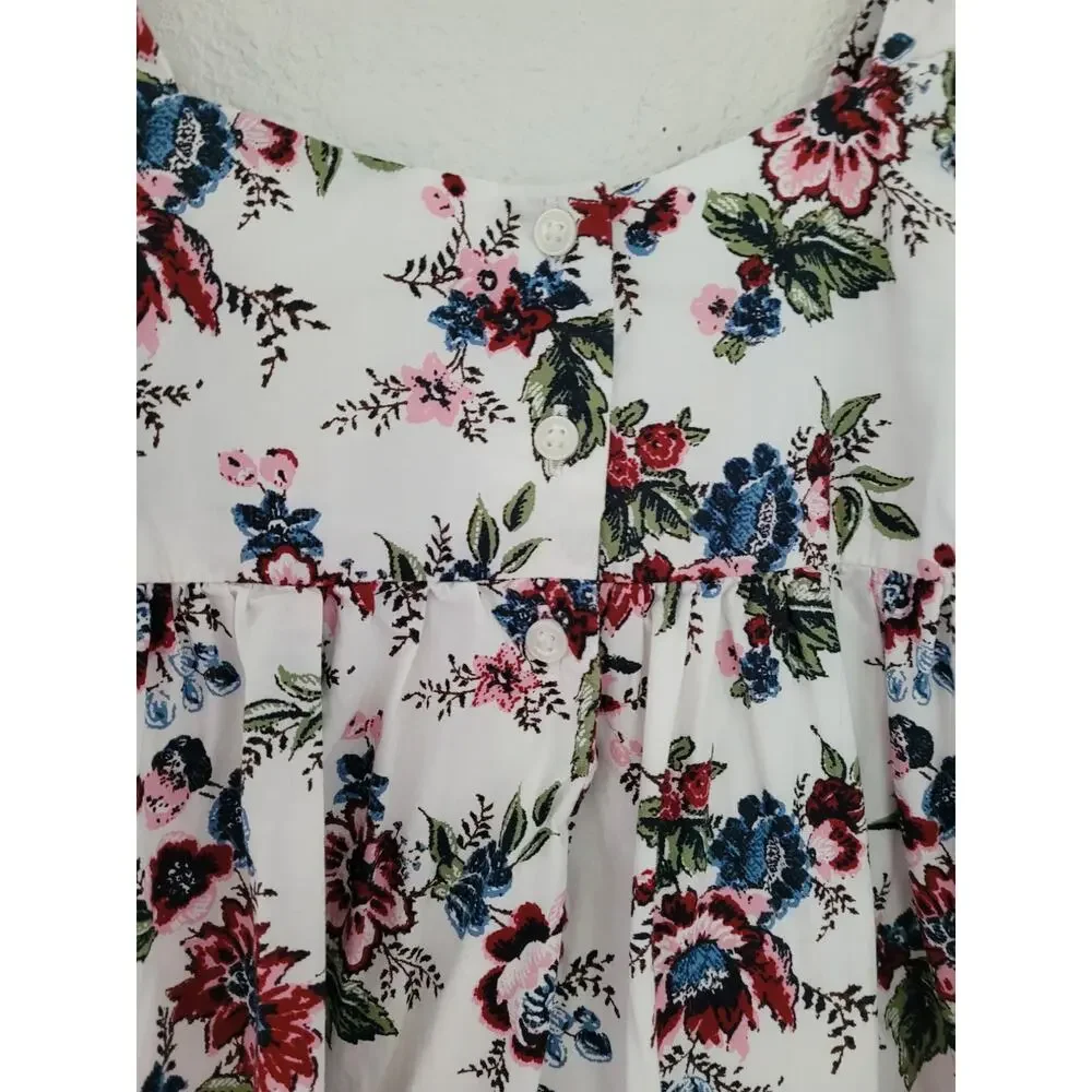 Janie and Jack Girls 6 Floral Puff Sleeve Ruffle Hem Babydoll Dress White #S‎